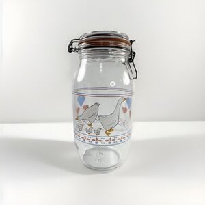 Cottagecore Duck Hearts Clear Glass Canister Jar 2 L Made In France